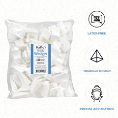 Triangle-design makeup blenders providing a natural-looking finish on skin.