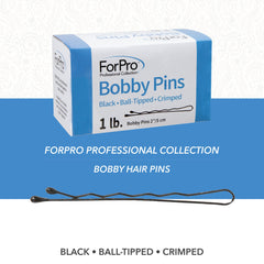 ForPro Bobby Pins black finish blends with hair for discreet styling.