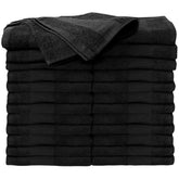 ForPro Premium Bleach-Tough Salon Towel in black, 16x27, high absorbency.