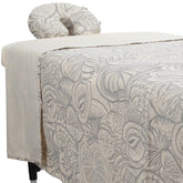 ForPro Island Tranquility microfiber sheets on a massage table showing wrinkle resistance
