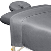 ForPro Premium microfiber flat sheet in cool grey showing soft, lightweight comfort