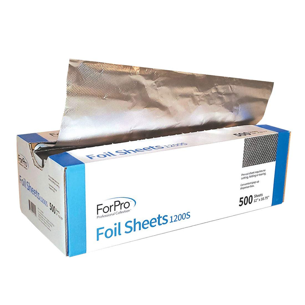 ForPro embossed foil sheets 1200S in pop-up dispenser for professional color application.