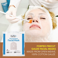 ForPro Professional Collection gasa algodon precortada cobertura facial precisa.