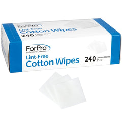 ForPro toallitas algodón sin pelusa 2x2, suaves para retoques cosméticos.