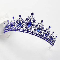 FORSEVEN bride crown side view showcases intricate rhinestones for elegant portraits
