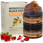 forvirness-sabon-negro-marroqui-argan-rosa-exfoliante, exfoliante suave para piel más suave y luminosa