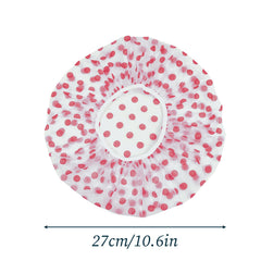 Fouews blue dot-pattern shower cap is lightweight and travel-friendly