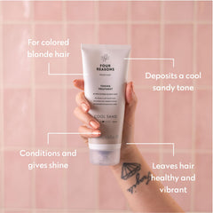 Four Reasons Color Mask shower application image showcases 5–10 minute toning for refreshed blonde.