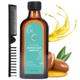 Fovcos Moroccan Argan Treatment bottle on shelf for smoother hair care