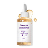 Fovcos Tónico exfoliante 7% en botella; mejora textura y claridad.