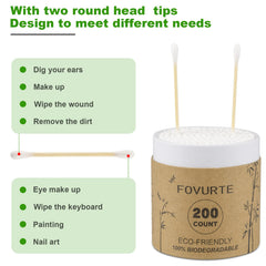 FOVURTE natural wooden buds shown with bamboo shafts for gentle use.