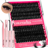 Fowendia lash clusters kit fluffy 80D for natural, wispy lashes at home