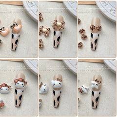 Foweso cartoon leopard charms decorate acrylic nails and devices
