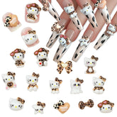 Foweso cute 3D leopard cat nail charms for stylish acrylic nails