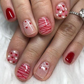 Foweso valentines nails with red heart design for quick DIY manicure.