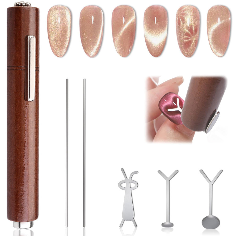 FOWSRHRG 3-in-1 cat eye magnet pen showing versatile tips for nail art