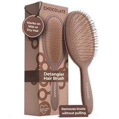 FRAMAR Chocolate Detangler Brush on wet hair for gentle detangling and shine