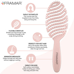 FRAMAR flex bristles detangling the hair with gentle glide
