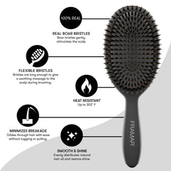 FRAMAR frizz-reducing brush smooths cuticle and reduces static for better manageability