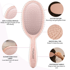 FRAMAR Glitter Hair Brush Detangler handle close-up demonstrates comfortable grip