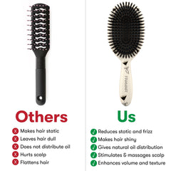 Framar brush smooths frizz and reduces static for a polished look