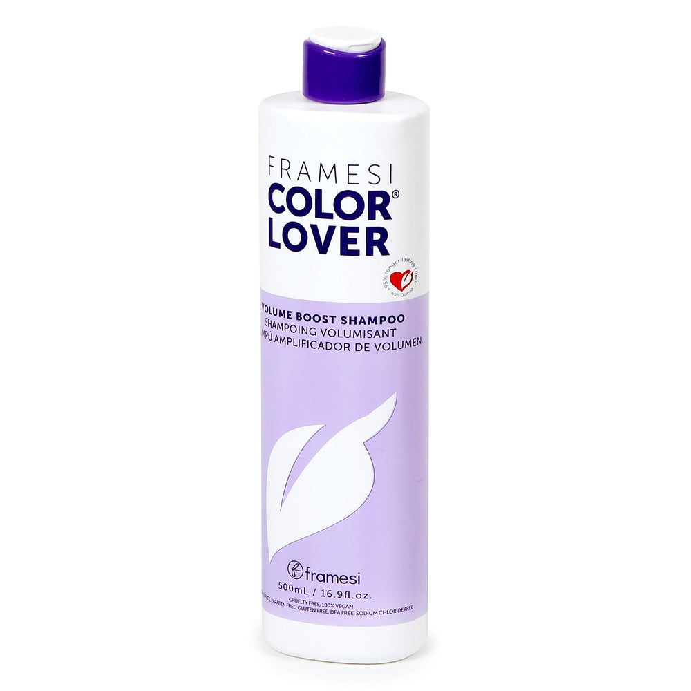 Framesi Color Lover Volume Boost Shampoo bottle front, designed for color-treated hair with volume lift.