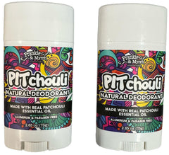 Frankie & Myrrh two-pack patchouli deodorant for long-lasting earthy freshness.
