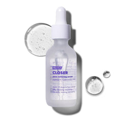 FRANKLY Closer Serum bottle close-up highlighting premium packaging and pore-minimized glow