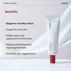 FRANKLY Retinol 0.1% crema, ceramidas y ginseng hidratan y fortalecen la barrera cutánea.