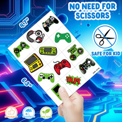 Tatuajes de videojuegos para premios en aula, ideales para dinámicas temáticas.