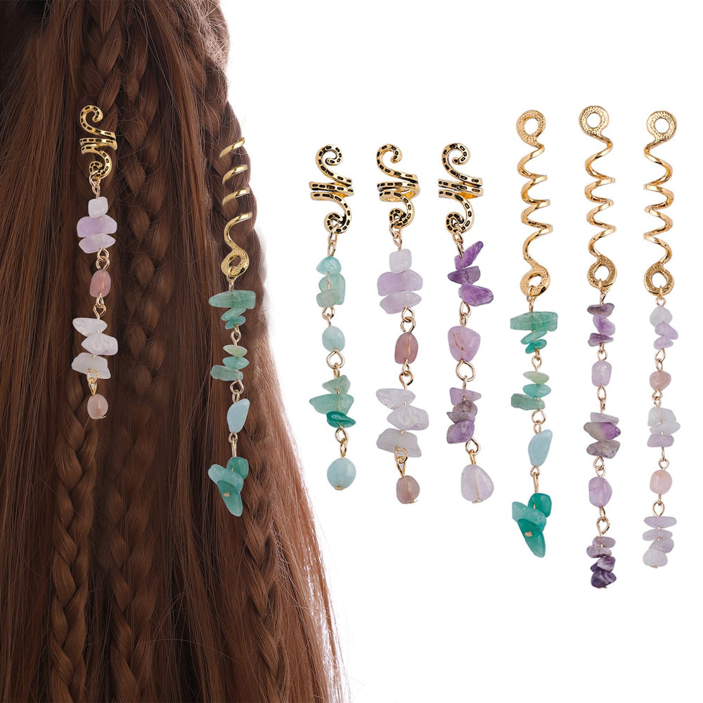 FRDTLUTHW colored stone pendant for braids adds vibrant color to hairstyle
