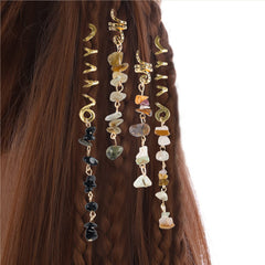 FRDTLUTHW Natura stone crystal braids accessory highlights texture with shine.
