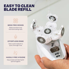 Freebird FlexSeries BodySmooth mess-free chamber captures hair for easy cleanup.