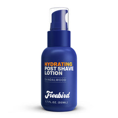Freebird post shave lotion bottle shows cooling, non-greasy hydration for sensitive skin