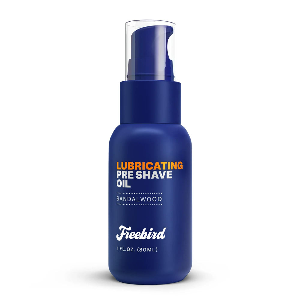 Freebird pre shave oil sandalwood bottle for smoother shaves and scalp care