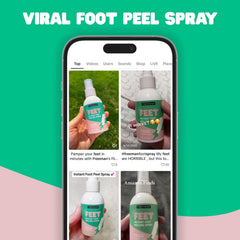Closeup of Freeman Flirty Feet spray on feet showing easy application