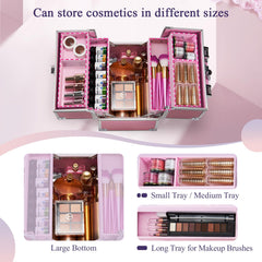 FRENESSA Mermaid Pink case shows 4-tier design for organized storage