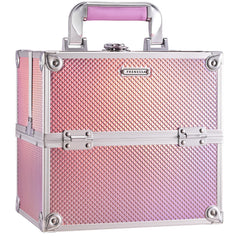 FRENESSA Mermaid Pink makeup case with open trays for easy access to cosmetics