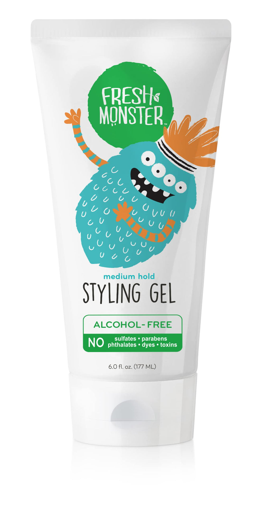 Fresh Monster Gel de peinado para niños, botella visible y fácil de aplicar.