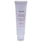 Fresh Soy Face Cleanser bottle pour shows gentle cleansing for all skin types.