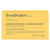 Freshwater Farm Australia barra corporal Lemon Myrtle Oil + Manuka Honey, aroma cítrico para la ducha