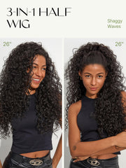 Frodio Curly Half Wig shows shaggy waves for versatile looks.