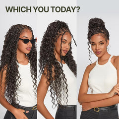 Frodio Veralux boho curly water wave wig with textured, carefree styling options.