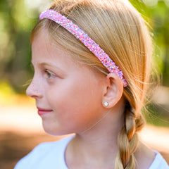 Diadema FROG SAC morada con lentejuelas, mantiene el cabello en su lugar.