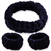 Diadema FROG SAC esponjosa negra para spa, mantiene el cabello recogido durante la limpieza facial.