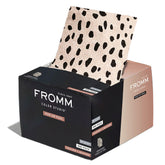 Fromm cheetah-printed embossed foil for precise color placement and secure grip.