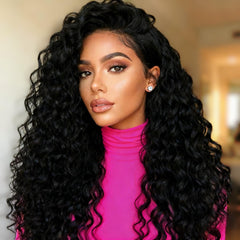 Fronbanis deep wave half wig with invisible hairline for a natural look