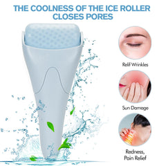Fronnor Ice Roller at temples to ease migraine tension with cooling therapy.