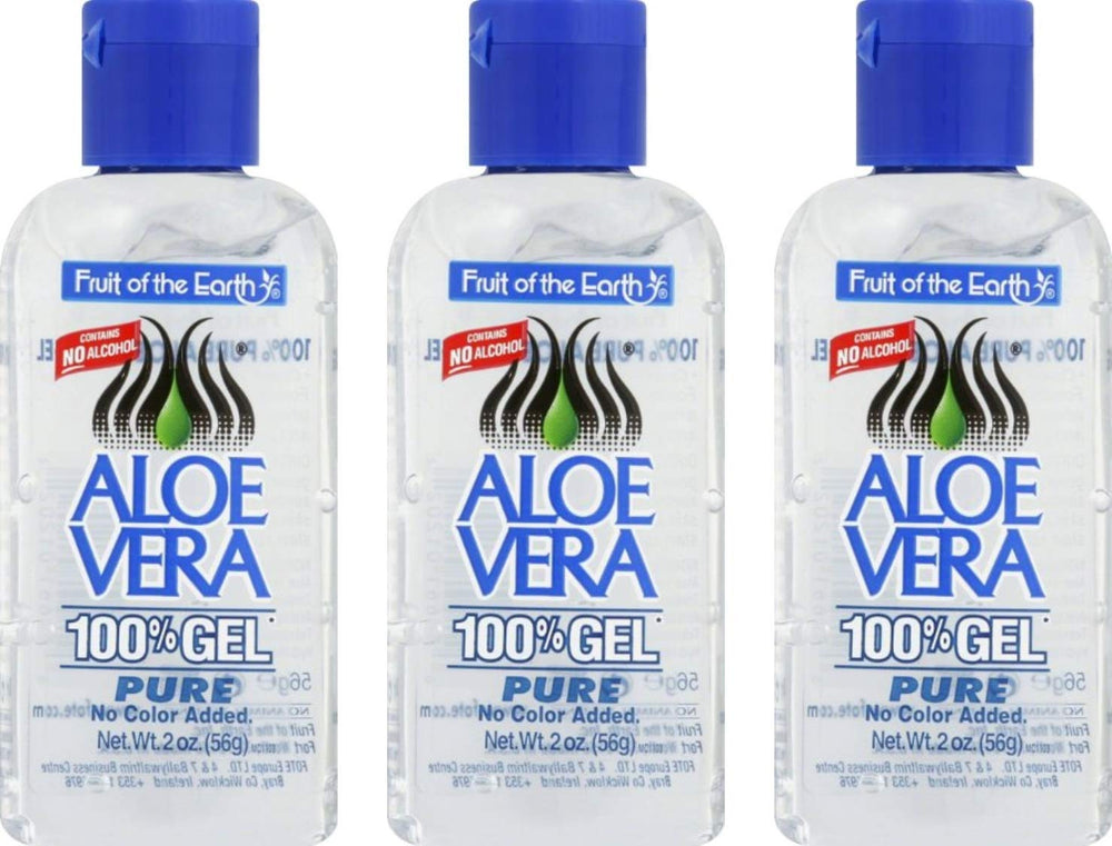 Fruit of the Earth Aloe Vera Gel bundle (3 bottles) shown for soothing skin.