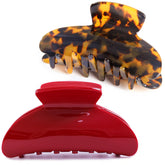 Ganchos Fsmiling Big Claw tortuga roja frente, agarre estable para peinados.